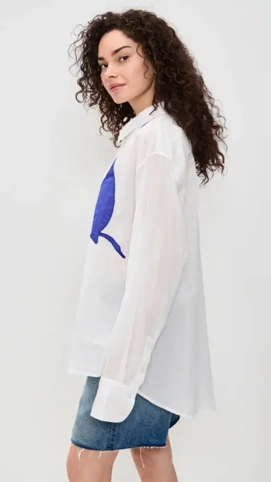 Coniglio Palm Beach Business Casual Button Down Shirt White w/ Palm Deep Periwinkle One Size | Thumbnail 4 Coniglio Palm Beach Business Casual Button Down Shirt White w/ Palm Deep Periwinkle One Size | Thumbnail 4