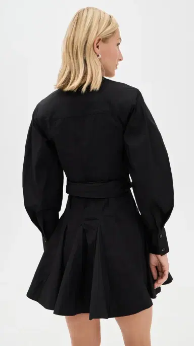Ganni Stretch Mini Shirt Dress Black | Thumbnail 3