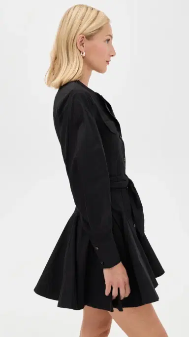 Ganni Stretch Mini Shirt Dress Black | Thumbnail 4