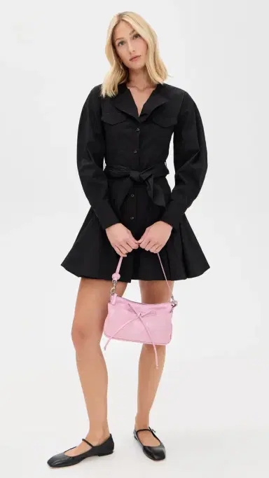 Ganni Stretch Mini Shirt Dress Black | Thumbnail 5