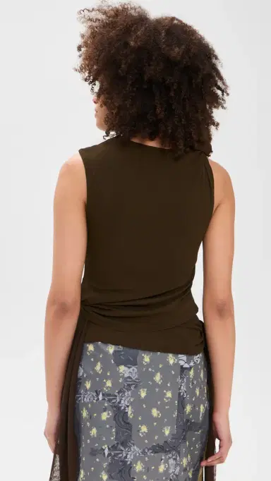 Ganni Marl Mesh Tie Knot Tank Top Demitasse 38 | Thumbnail 3
