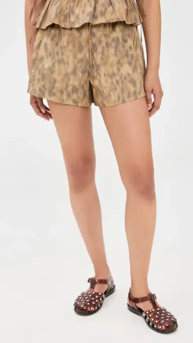 Ganni Printed Elasticated Shorts Burro | Thumbnail 2 Ganni Printed Elasticated Shorts Burro | Thumbnail 2