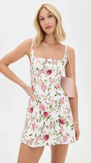 ALICE + OLIVIA Julia Mini Dress Garden Gossip Off White | Thumbnail 2 ALICE + OLIVIA Julia Mini Dress Garden Gossip Off White | Thumbnail 2