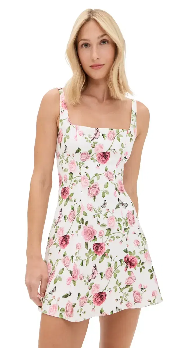 ALICE + OLIVIA Julia Mini Dress Garden Gossip Off White