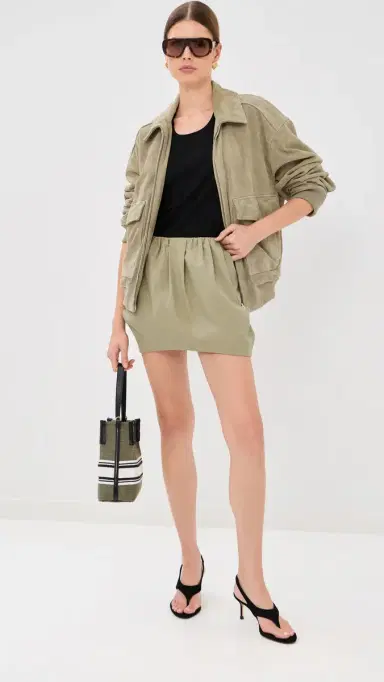 Balmain Cotton Balloon Short Skirt Vert Pale | Thumbnail 5
