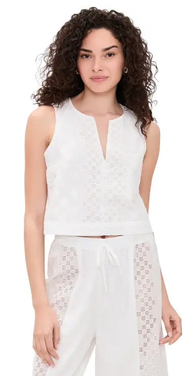 Splendid Kenzie Geo Eyelet Tank White | Thumbnail 1 Splendid Kenzie Geo Eyelet Tank White | Thumbnail 1
