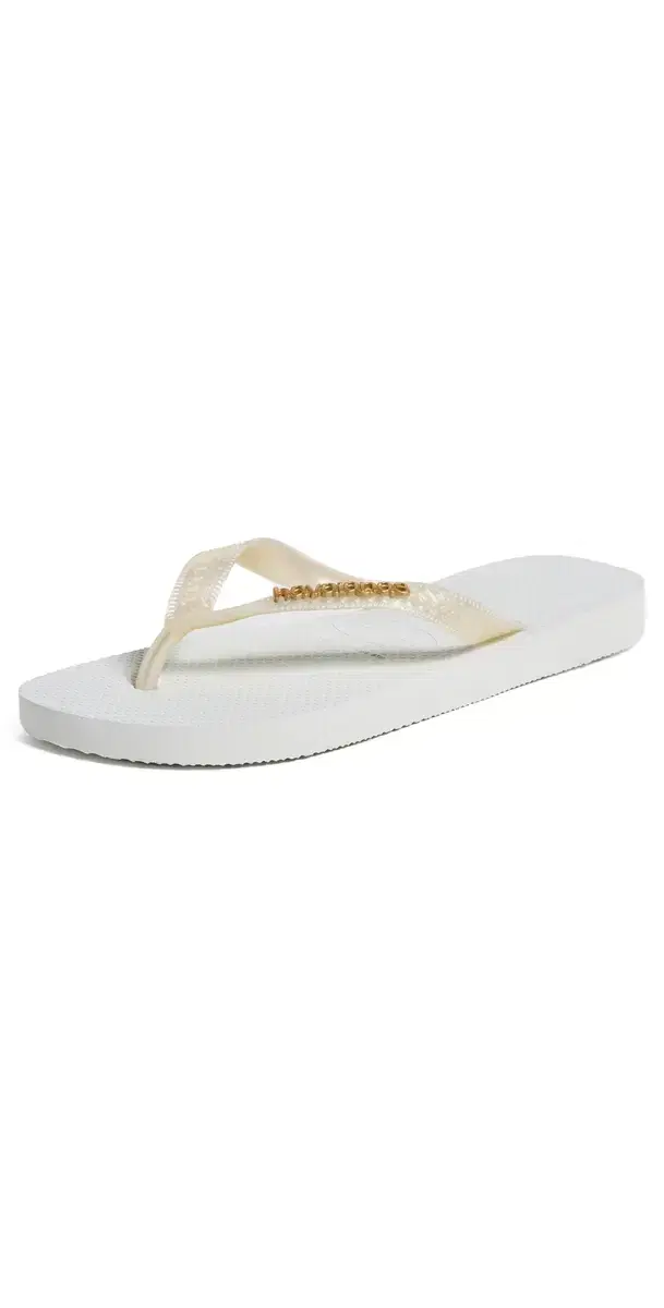 Top Logo Metallic Sandals White