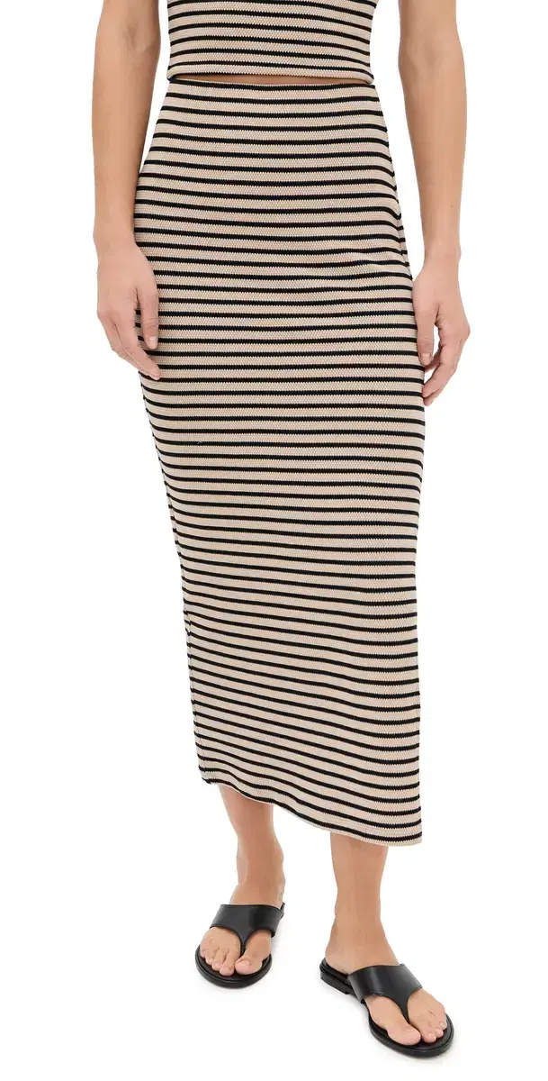 Z Supply Ainslie Striped Skirt Putty