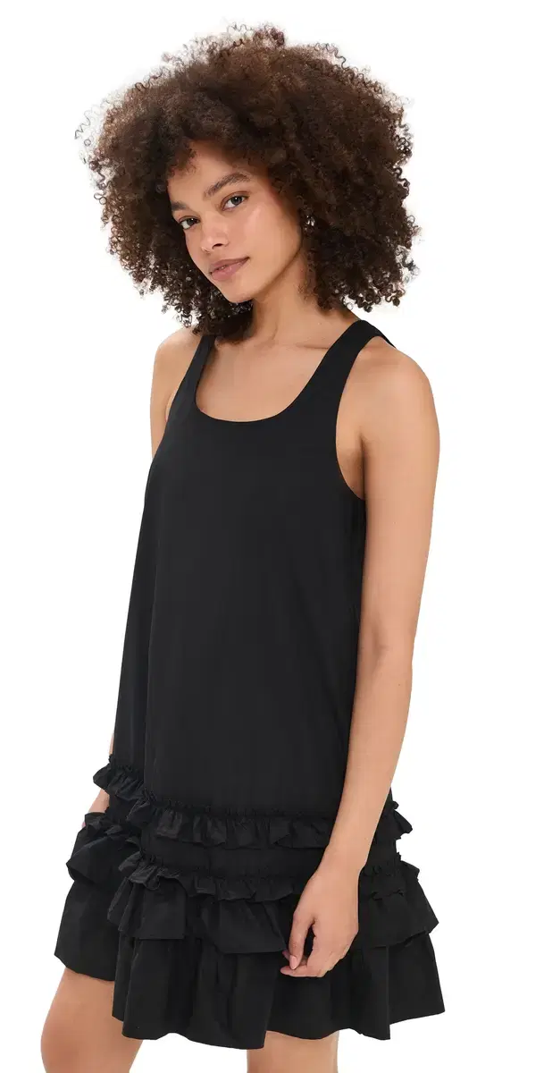 Ganni U Neck Mini Dress Black