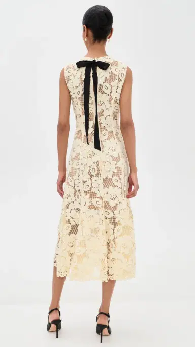 Self-Portrait Lace Midi Dress Yellow | Thumbnail 3 Self-Portrait Lace Midi Dress Yellow | Thumbnail 3