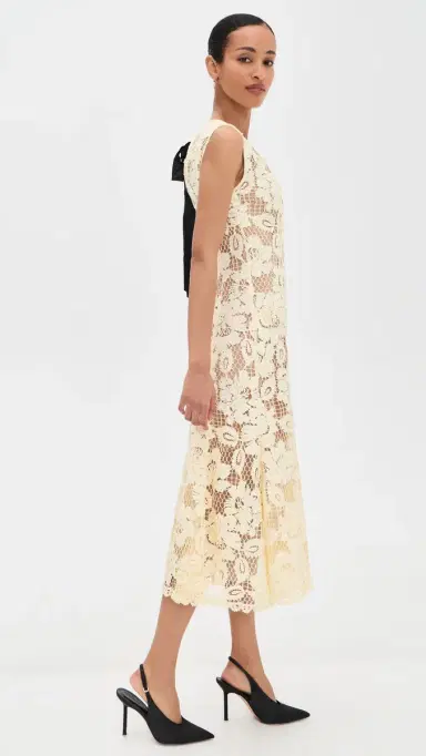 Self-Portrait Lace Midi Dress Yellow | Thumbnail 4 Self-Portrait Lace Midi Dress Yellow | Thumbnail 4