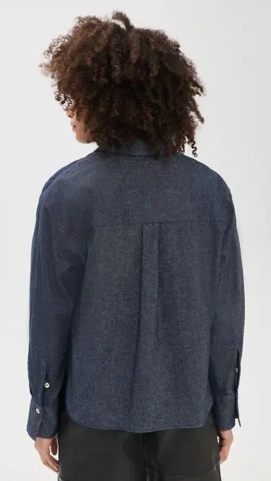 Vince Cropped Long leeve hirt Indigo | Thumbnail 3 Vince Cropped Long leeve hirt Indigo | Thumbnail 3