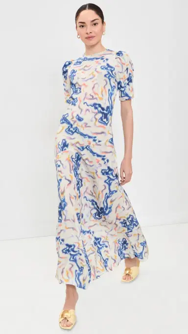 Ulla Johnson Samar Short Sleeve Silk Dress | Thumbnail 2 Ulla Johnson Samar Short Sleeve Silk Dress | Thumbnail 2