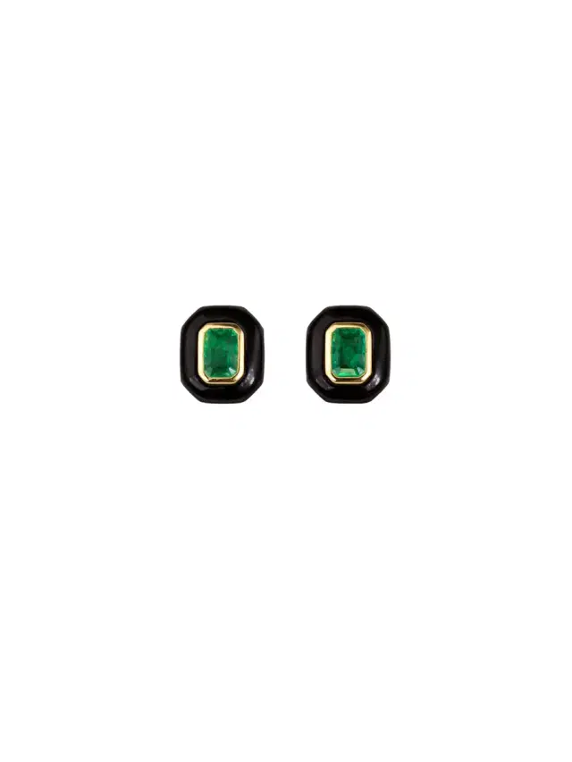 Wish Fine Jewelry 2.51ct Diamond Emerald 14K Gold Stud Earrings