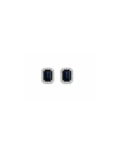 Wish Fine Jewelry 4.24ct Sapphire Diamond 18K Gold Halo Earrings | Thumbnail 1 Wish Fine Jewelry 4.24ct Sapphire Diamond 18K Gold Halo Earrings | Thumbnail 1