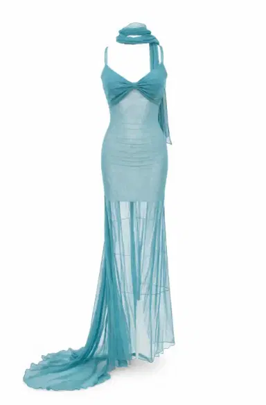 LaQuan Smith Gown with Neck Tie Detail | Thumbnail 1