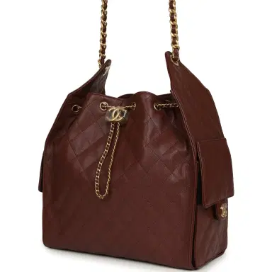 Chanel Chanel Medium 25 Hobo Bag Brown Caviar Antique Gold Hardware | Thumbnail 5