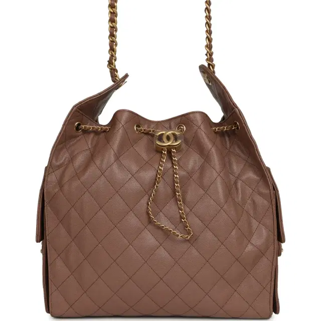 Chanel Chanel Medium 25 Hobo Bag Brown Caviar Antique Gold Hardware