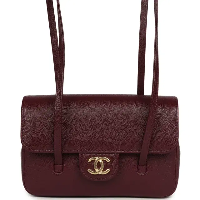 Chanel Mini Preppy Coco Clutch with Straps Dark Burgundy Shiny Caviar Brushed Gold Hardware