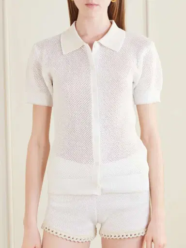 Stella McCartney Open-knit Cotton Polo Shirt | Thumbnail 3 Stella McCartney Open-knit Cotton Polo Shirt | Thumbnail 3