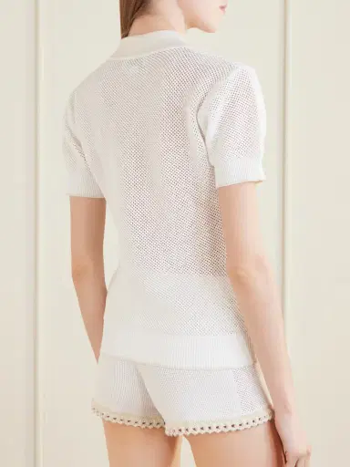 Stella McCartney Open-knit Cotton Polo Shirt | Thumbnail 4 Stella McCartney Open-knit Cotton Polo Shirt | Thumbnail 4
