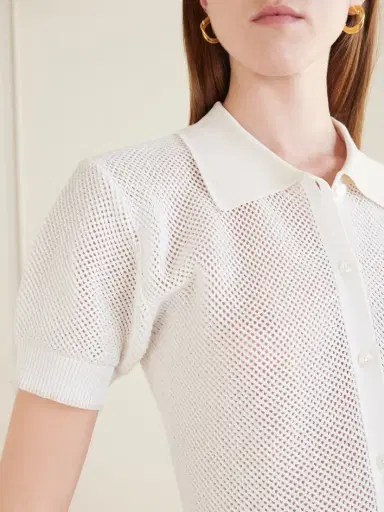 Stella McCartney Open-knit Cotton Polo Shirt | Thumbnail 5 Stella McCartney Open-knit Cotton Polo Shirt | Thumbnail 5