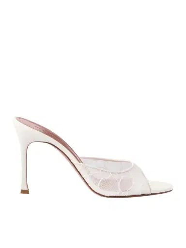 Amina Muaddi Alexa 95 Satin And Corded-lace Sandals | Thumbnail 1 Amina Muaddi Alexa 95 Satin And Corded-lace Sandals | Thumbnail 1