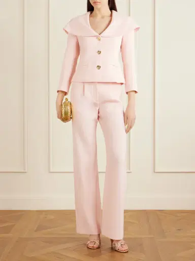 VIOLANTE NESSI Rota Belted Pleated Wool-crepe Straight-leg Pants | Thumbnail 2