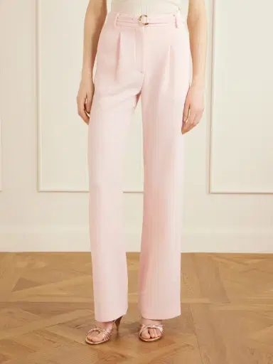 VIOLANTE NESSI Rota Belted Pleated Wool-crepe Straight-leg Pants | Thumbnail 3