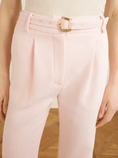 VIOLANTE NESSI Rota Belted Pleated Wool-crepe Straight-leg Pants | Thumbnail 5
