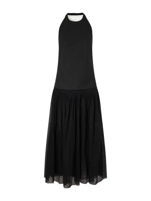 Pleated Halter Maxi Dress