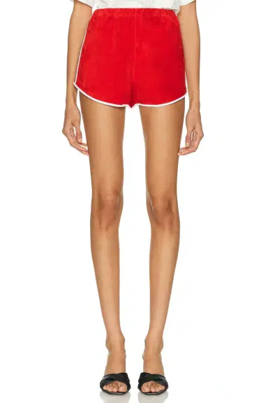 Sprwmn Dolphin Athletic Stripe Leather Short | Thumbnail 2