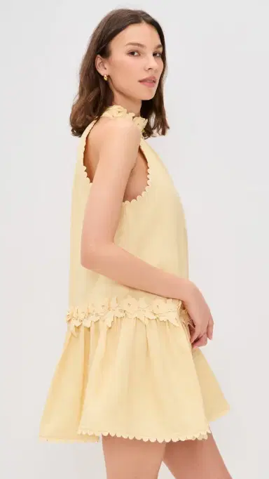 English Factory Halter Flower Detail Mini Dress Butter Yellow | Thumbnail 4 English Factory Halter Flower Detail Mini Dress Butter Yellow | Thumbnail 4