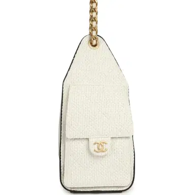 Chanel Chanel Small 25 Hobo Bag White Raffia and Black Calfskin Antique Gold Hardware | Thumbnail 3