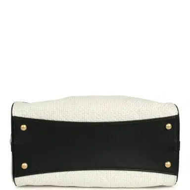 Chanel Chanel Small 25 Hobo Bag White Raffia and Black Calfskin Antique Gold Hardware | Thumbnail 6