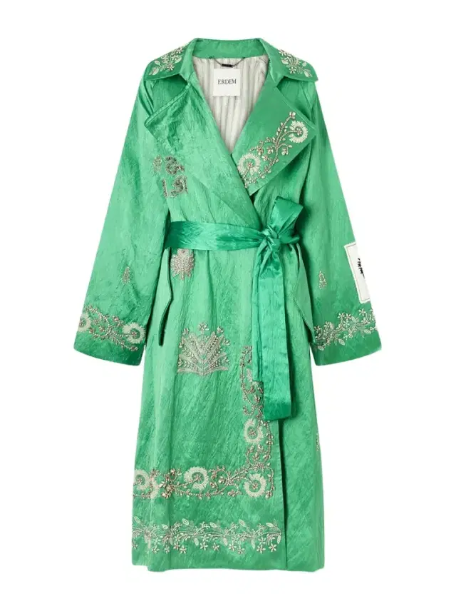 Crystal-embellished Textured-satin Coat