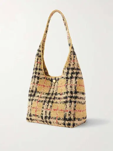 Burberry Margate Checked Raffia Shoulder Bag | Thumbnail 4 Burberry Margate Checked Raffia Shoulder Bag | Thumbnail 4
