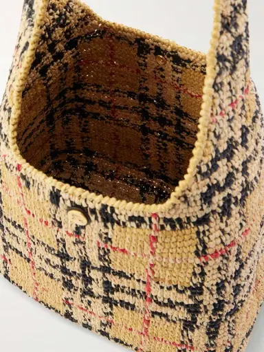 Burberry Margate Checked Raffia Shoulder Bag | Thumbnail 6 Burberry Margate Checked Raffia Shoulder Bag | Thumbnail 6