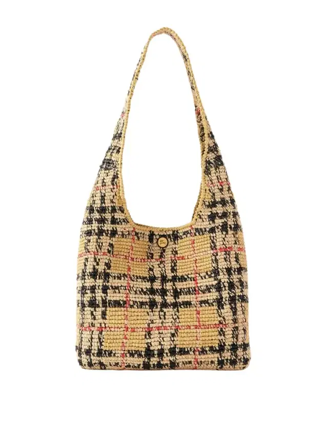 Margate Checked Raffia Shoulder Bag