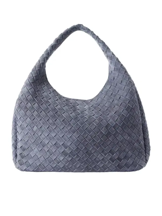 Campana Large Intrecciato Suede Shoulder Bag