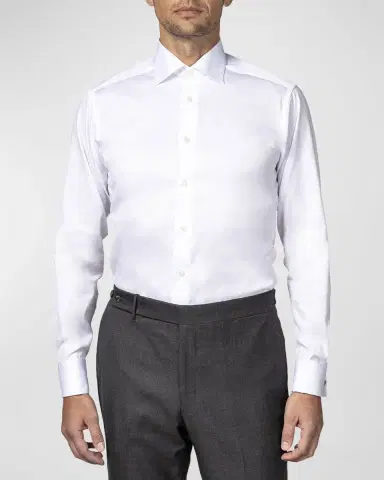 Eton Men's Contemporary-Fit French-Cuff Twill Dress Shirt | Thumbnail 2 Eton Men's Contemporary-Fit French-Cuff Twill Dress Shirt | Thumbnail 2