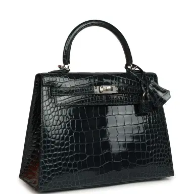 HERMÈS GERRY Hermes Kelly Sellier 25 Vert Rousseau Shiny Alligator Palladium Hardware | Thumbnail 2 HERMÈS GERRY Hermes Kelly Sellier 25 Vert Rousseau Shiny Alligator Palladium Hardware | Thumbnail 2