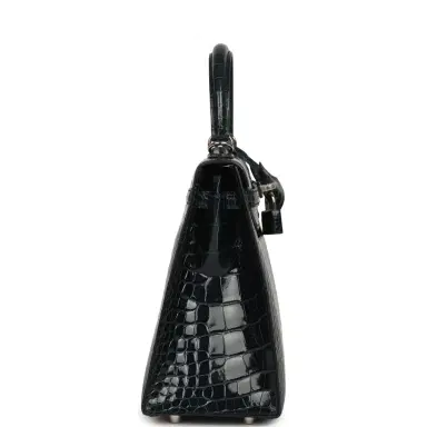 HERMÈS GERRY Hermes Kelly Sellier 25 Vert Rousseau Shiny Alligator Palladium Hardware | Thumbnail 4 HERMÈS GERRY Hermes Kelly Sellier 25 Vert Rousseau Shiny Alligator Palladium Hardware | Thumbnail 4