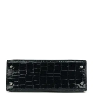 HERMÈS GERRY Hermes Kelly Sellier 25 Vert Rousseau Shiny Alligator Palladium Hardware | Thumbnail 6 HERMÈS GERRY Hermes Kelly Sellier 25 Vert Rousseau Shiny Alligator Palladium Hardware | Thumbnail 6