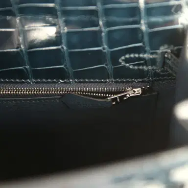 HERMÈS GERRY Hermes Kelly Sellier 25 Vert Rousseau Shiny Alligator Palladium Hardware | Thumbnail 9 HERMÈS GERRY Hermes Kelly Sellier 25 Vert Rousseau Shiny Alligator Palladium Hardware | Thumbnail 9