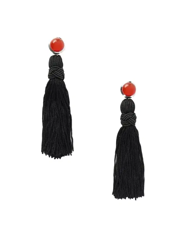 Sophie Buhai Cleo Tasseled Silver And Cornelian Earrings