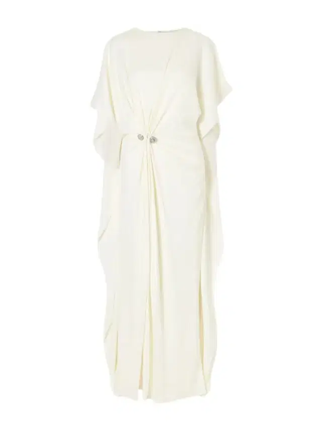 Draped Embellished Crepe Midi Dress