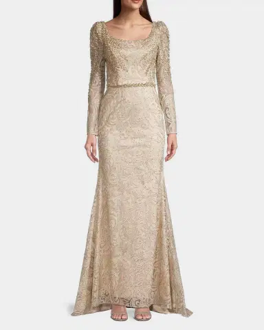 Mac Duggal Beaded Lace A-Line Gown | Thumbnail 2
