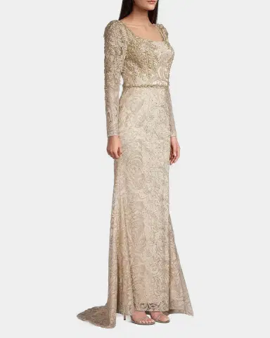 Mac Duggal Beaded Lace A-Line Gown | Thumbnail 4