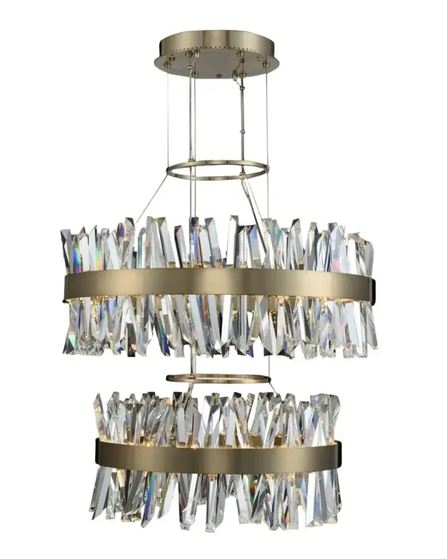 Allegri Crystal by Kalco Lighting Glacier 25 + 32" 2 Tier LED Round Chandelier